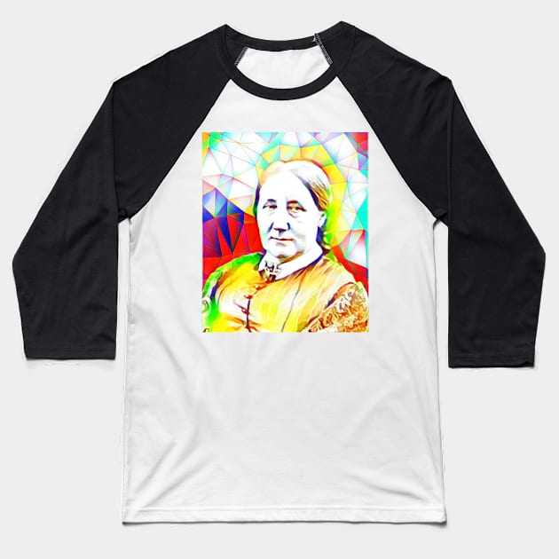 Elizabeth Gaskell Colourful Portrait | Elizabeth Gaskell Artwork 12 Baseball T-Shirt by JustLit